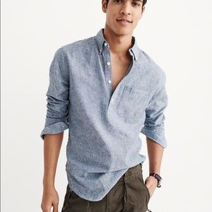 Abercrombie 3/4 button Chambray Popover Shirt